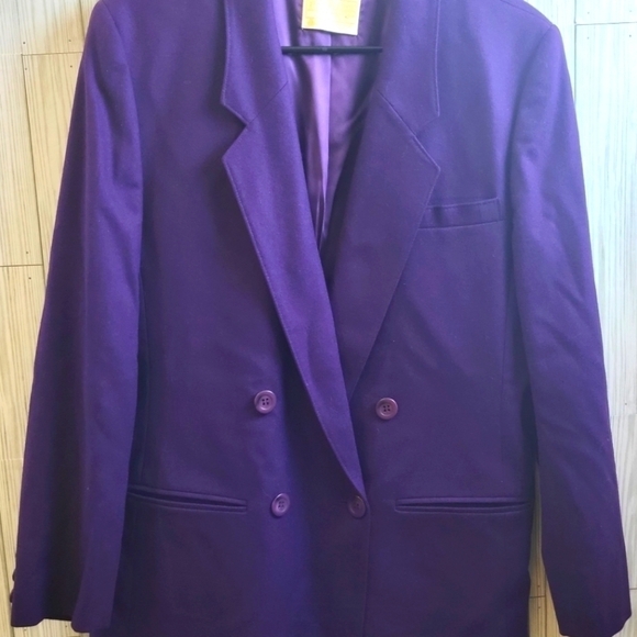 Pendleton Women's, Purple Designer Double Breasted Wool‎ Blazer Size10 USA Made